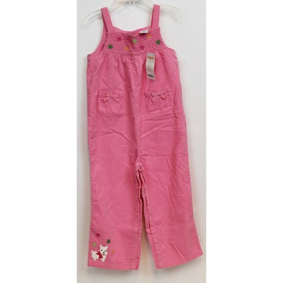 NWT 2011 Gymboree Cheery All the Way Pink Corduroy Overalls sz 3T Puppy Westies - Picture 1 of 8